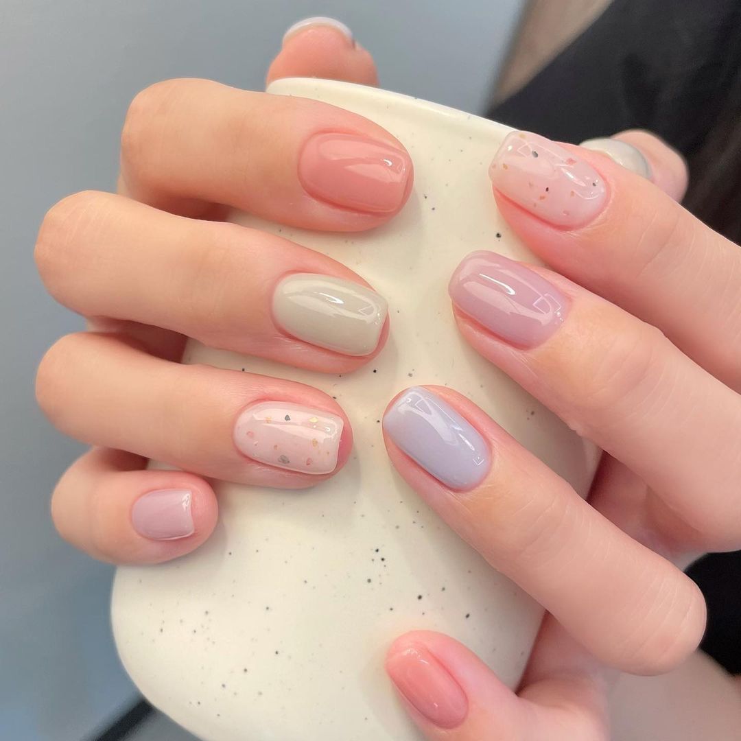 Nail đẹp cho móng ngắn màu pastel